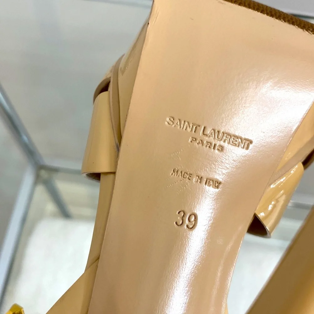 YSL Tribute Sandal Patent Leather Nude Color - Picture 6 of 7
